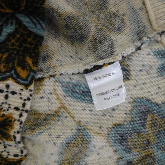 GARNET HILL Cashmere Floral V Neck Sweater Pullover Dolman Knit Cottage Small - Picture 10 of 12